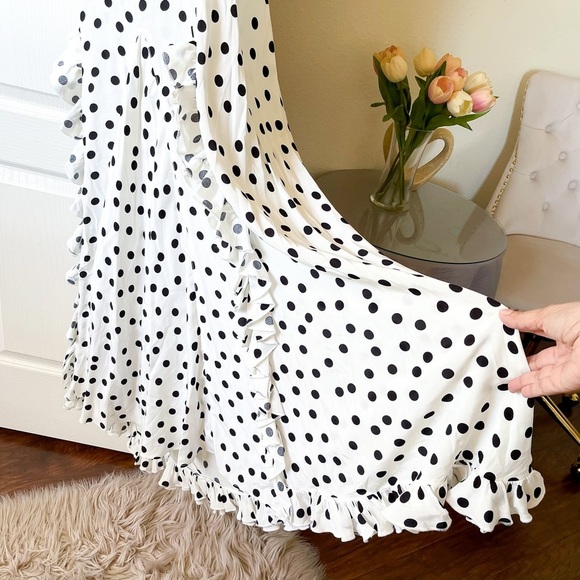 Rat & Boa Mariella Maxi Dress Polka Dot Ruffle White Black Size Medium NWT - Picture 3 of 11